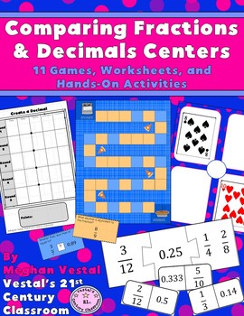 Preview of Comparing Fractions and Decimals Centers and Games