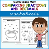 Comparing Fractions & Decimals Worksheets Fourth Grade Mat