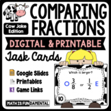 Comparing Fractions Digital & Printable Task Cards - Cow J