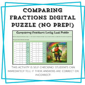 Preview of Comparing Fractions Digital Puzzle and Self Checking (Lucky Loot)