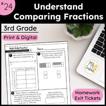 Preview of Comparing Fractions Exit Tickets & Worksheets - iReady Math 3rd Grade Lesson 24