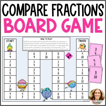 Preview of Compare Fractions Partner Game - 4th Grade Math Center - 4.NF.A.2