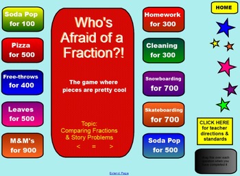 Preview of Comparing Fractions Game!  SMARTBoard Notebook