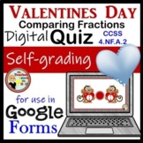 Comparing Fractions Google Forms Quiz Valentines Day Themed