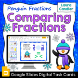 Comparing Fractions Google Slides Task Cards (Penguin Fractions)