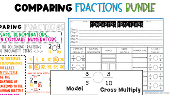 Preview of Comparing Fractions Lesson Bundle | Presentation | Anchor Chart | Worksheet