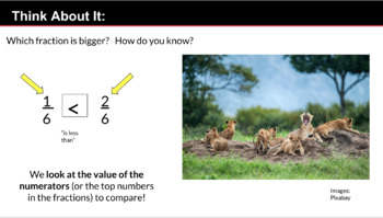 Preview of Comparing Fractions: Like and Unlike Denominators