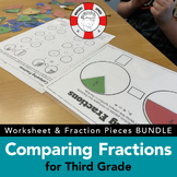 Comparing Fractions Mat, Pieces & Worksheet BUNDLE for Grade 3