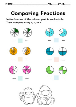 Preview of Comparing Fractions Math Worksheet (1)