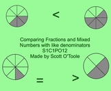 Comparing Fractions - Mixed Numbers Math Smartboard Lesson