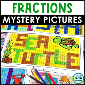 Preview of Comparing Fractions Mystery Pictures - Fraction Color by Code