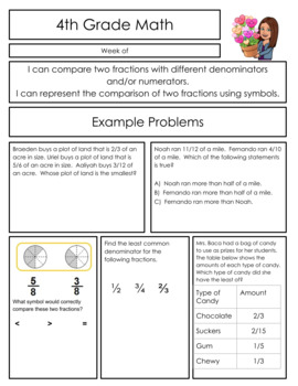 Preview of Comparing Fractions Newsletter
