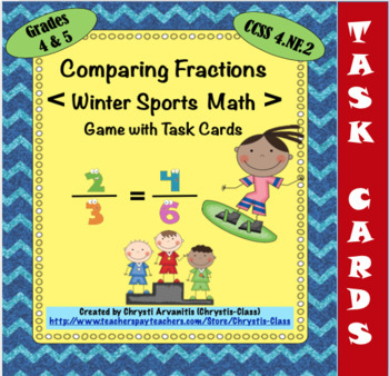 Preview of Comparing Fractions Winter Sports Math Game for 4th & 5th: Print or Digital