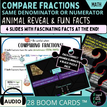 Preview of Comparing Fractions Owl Reveal & Fun Facts