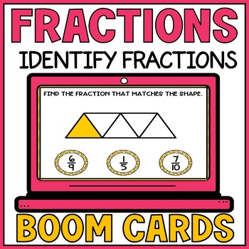 Preview of Identifying Fractions Using Visual Models - Representing Fractions Boom Cards