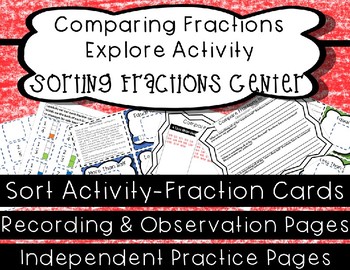 Preview of Comparing Fractions Sort Center- Challenge & Extra Support Materials Included!