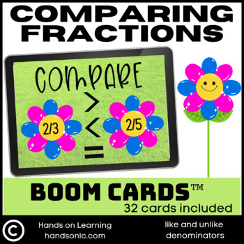 Preview of Comparing Fractions Spring Boom Cards