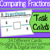 Comparing Fractions Task Cards: PDF and Boom Cards™ Distan