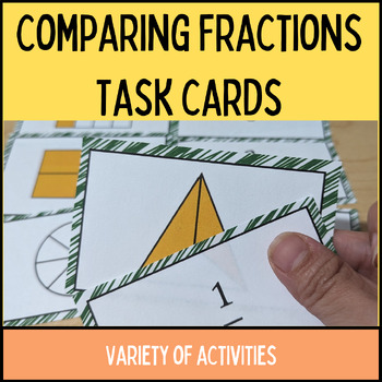 Preview of Comparing Fractions Task cards for Math centers, sub plan etc