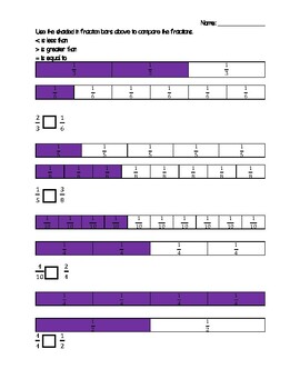 Preview of Comparing Fractions Using Fraction Strips