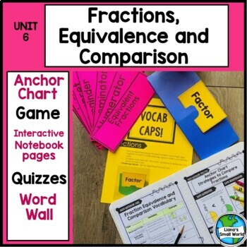 Preview of 4th Grade Comparing Fractions Vocabulary Pack with Strategy Anchor Charts