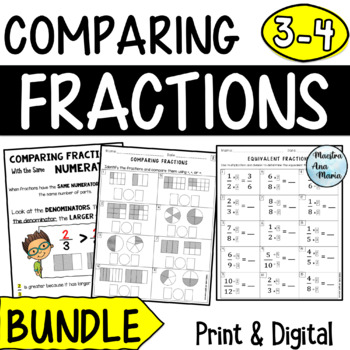 Preview of Comparing Fractions With Like Denominators and Numerators - Equivalent Fractions
