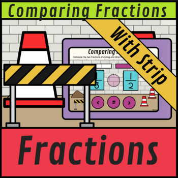 Preview of Comparing Fractions With a Strip | Digital Boom Cards Distance Learning