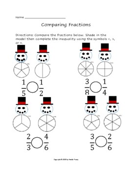 Comparing Fractions Worksheet by N Frantz | Teachers Pay Teachers