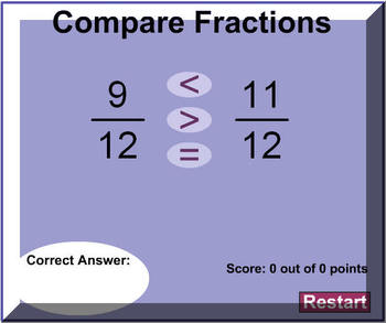 Preview of Comparing Fractions Worksheet  (HSPA and SAT Review)