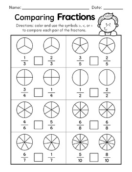 Comparing Fractions Worksheets by A Step Ahead by Janey | TPT