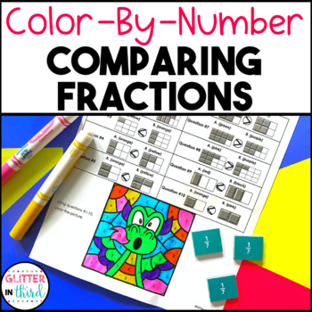 Preview of Comparing Fractions Worksheets Color By Number