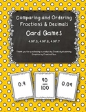 Comparing Fractions and Decimals Card Games