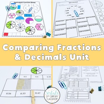 Preview of Comparing Fractions and Decimals Lessons (Math SOL 5.2) {Digital & PDF Included}