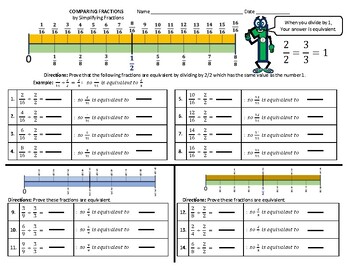 Preview of Comparing Fractions by Simplifying Fractions Free Worksheet