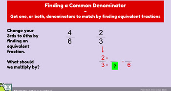 Preview of Comparing Fractions using Common Denominators Lesson