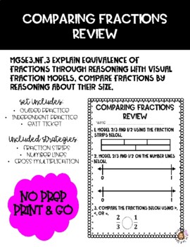 Preview of Comparing Fractions using Cross Multiplication, Number Lines and Fraction Strips