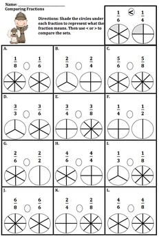 Comparing Fractions w/Different Denominators 2 (Tiered) by Alissa Walters