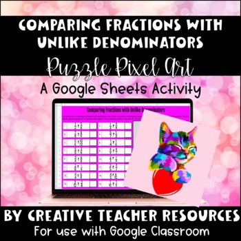 Preview of Comparing Fractions with Unlike Denominators DIGITAL Puzzle Pixel Art