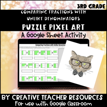 Preview of Comparing Fractions with Unlike Denominators Digital Puzzle Pixel Art