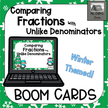 Preview of Comparing Fractions with Unlike Denominators - Distance Learning - Boom Cards!