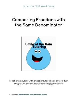 Preview of Comparing Fractions with the Same Denominator