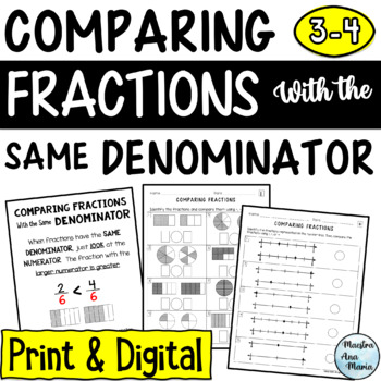 Preview of Comparing Fractions with the Same Denominator - Digital and Print