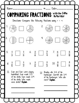 Comparing Fractions with the Same Numerator by Amber Thackerson | TpT