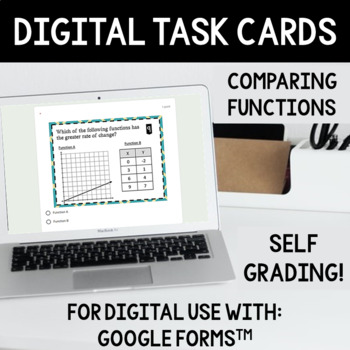 Preview of Comparing Functions (Different Ways) Task Cards - PDF and Google Form