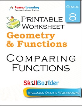 Preview of Comparing Functions Printable Worksheet, Grade 8