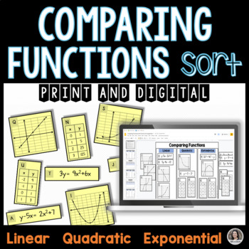 Preview of Comparing Functions Sort Linear Quadratic Exponential Print and Digital