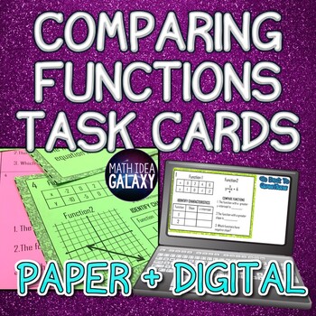 Preview of Comparing Functions Task Cards - Printable & Digital Resource