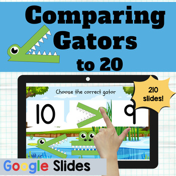 Preview of Comparing Gators Google Slides Interactive Practice - Numbers to 20