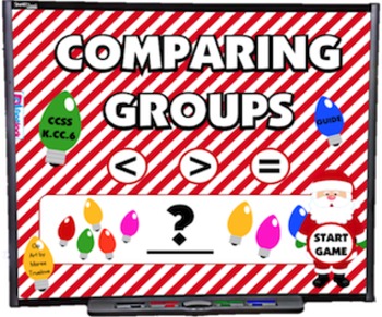 Preview of Comparing Groups (Christmas Style) Smart Board Game - FREE