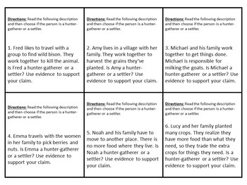 early man hunter gatherers and settlers comparison activities tpt